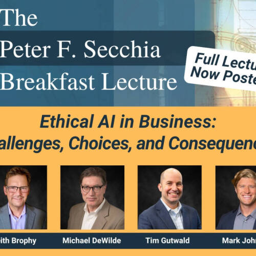 Flyer for Ethical AI in Business: Challenges, Choices, and Consequences with "Full Lecture Now Posted"